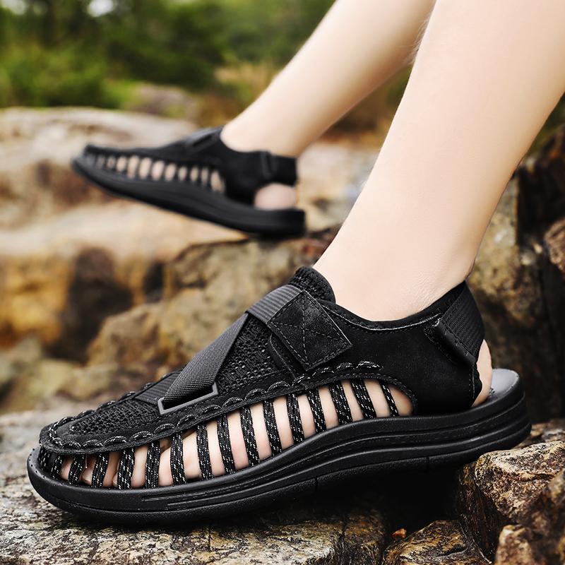 Мужские летние сандалии Пляжная обувь на мягкой подошве Мужские плетеные повседневные тапочки 39-47