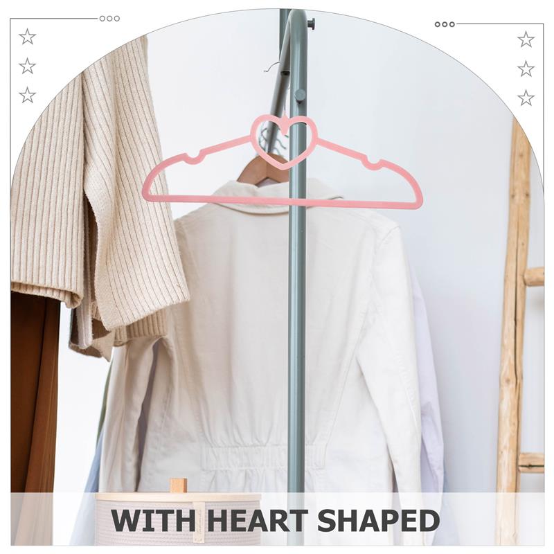10pcs Heart Shaped Clothes Hanger Durable Coat Hanger Drying Rack Space Saver Wardrobe Storage Hanging Shelf