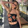 Summer Beach Sexy Off Shoulder Tube Top Ladies Party Flower Print Crop Tops Hot Girls Street Bodycon Sleeveless Underwear Holiday Strapless Tight Top