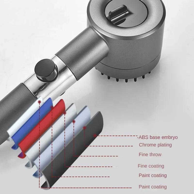 3 Modes Shower Head Adjustable High Pressure Water Saving Shower One-Key Stop Water Massage Shower Head with Filter Element