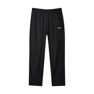 Штаны для настольного тенниса Li Ning, однотонные, с принтом логотипа, быстросохнущие, прямые, спортивные, повседневные, мужские, черные, AYKT553-7