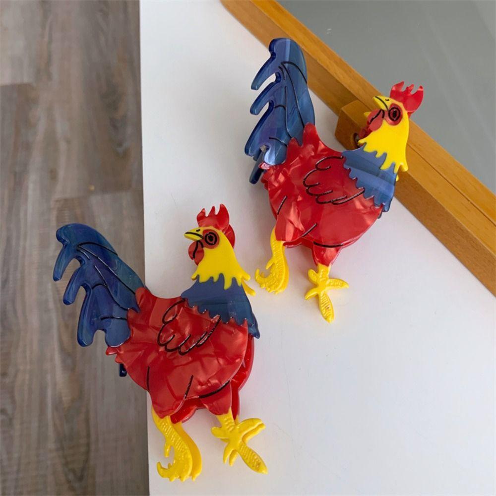 Large Acetate Animal Hair Claw Shark Clip Acetic Acid Hairpin Creative Rooster Hair Clip  Travel