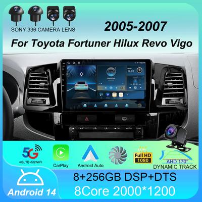 Автомагнитола Android 14 Carplay Мультимедийный плеер Для Toyota Fortuner Hilux Revo Vigo 2005-2007 Авторадио Стерео 2din Головное устройство
