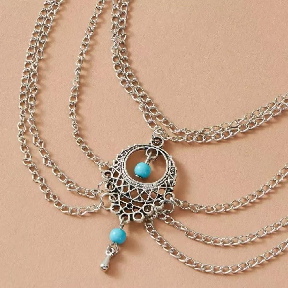 Retro Style Hollow Anklet Handmade Foot Jewelry Fashion Turquoise Foot Chain Festival