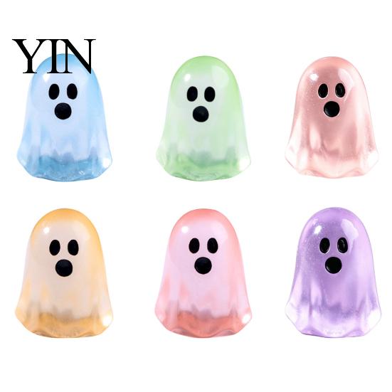 Miniature Halloween Party Decor 6PCS Luminous Mini Ghost Figures, Glow in The Dark Glowing Figurines Ornaments, Theme Resin Collections for