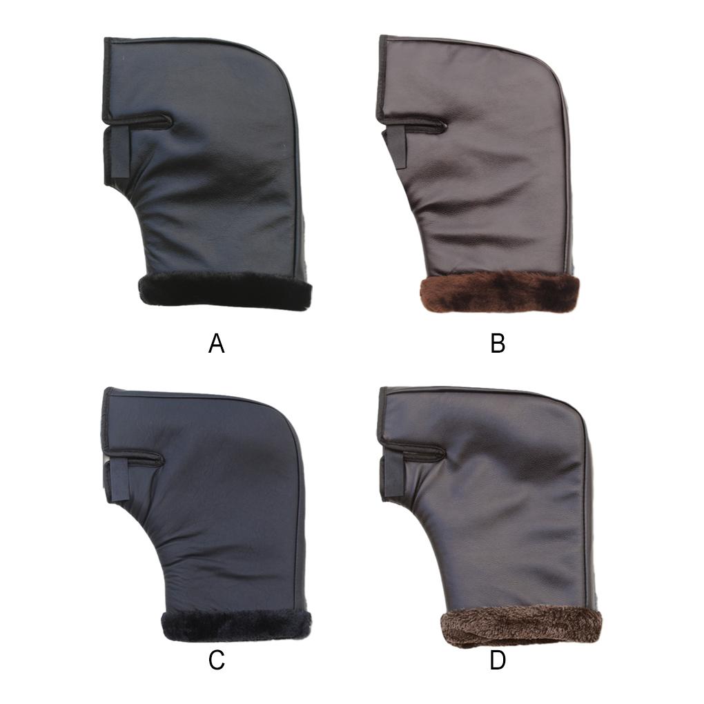 Winter Thick Motorcycle Hand Warmer Waterproof And Windproof For Protection Scooter Bike Cycling Gloves Leather, Brown S