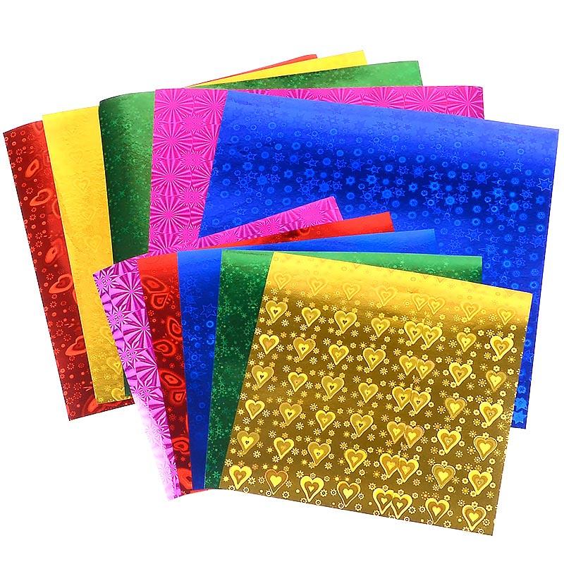 Листы квадратная бумага для оригами с боковым эффектом, лазерная бумага, блестящая бумага, сделай сам, детская сложенная бумага, украшение для скрапбукинга, 50 шт.