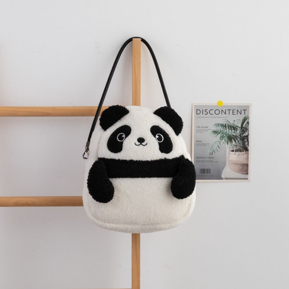 Soft Plush Rabbit Handbag Panda Student Schoolbag Storage Pouch Panda Shoulder Bag Travel/Outdoor