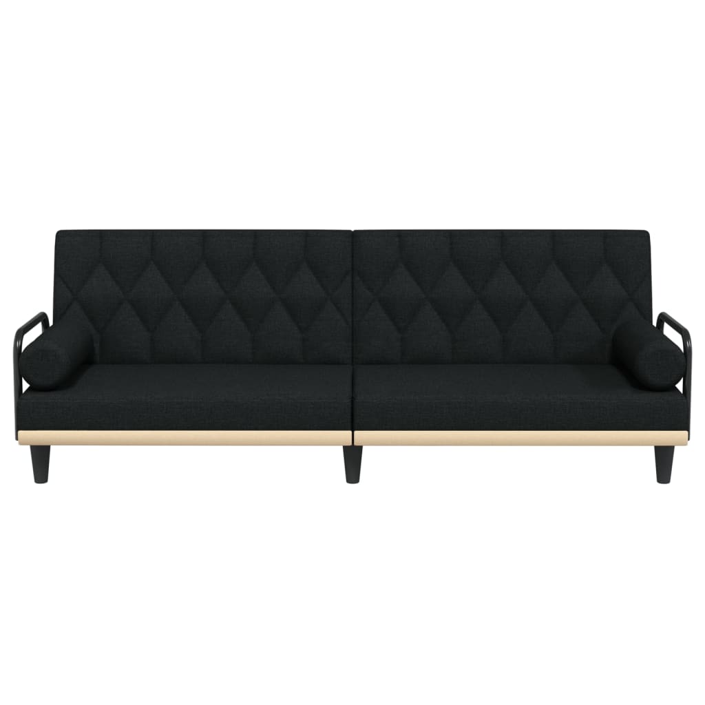 Sofa Bed with Armrests Black Fabric