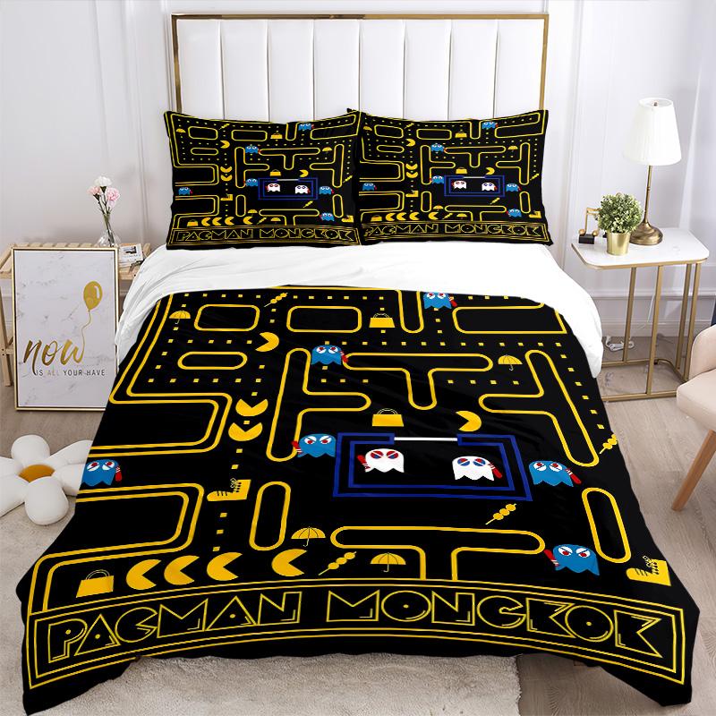 Pacman Mongkok Adventure Print 3Pcs Bedding Setduvet Cover With 2 Bedropillowcase Home Birthday Gift