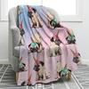 Pug Dog Blanket Lovey Animal Soft Warm Fall Chair Flannel Throw Blankets Cartoon Pet Puppy Print Bed Sofa Blanket King Queen