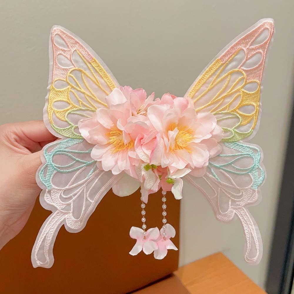Mesh Big Butterfly Wing Hairpins Sweet Elf Ear Headband Lovely Flower Headband Kids Gift