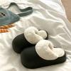 Осень и зима женские новые домашние тапочки с толстой подошвой для помещений и улицы, хлопковые тапочки с полузакрытым верхом, водонепроницаемые и нескользящие, пушистые тапочки