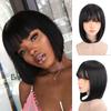 Short Bob Wig With Bangs for Women Synthetic Bob Wigs Black Pink Purple Cosplay Wigs for Party Daily Shoulder Length