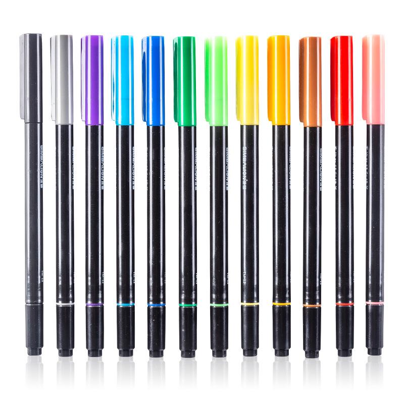 12-Color Double-Ended Fabric Paint Pens for Hand-Painting T-Shirts, Shoes, Canvas Bags, and Textiles