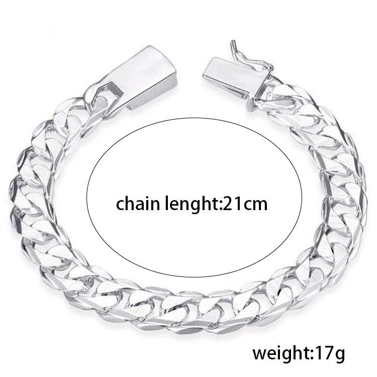 , модная бижутерия, посеребренный персонализированный мужской браслет высокого класса с боковой квадратной пряжкой, популярные мужские модели