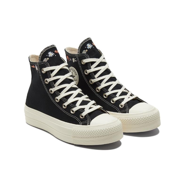 Converse Chuck Taylor All Star Lift Daisy Embroidered High Top Espadrilles Women's Black