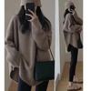 Autumn and Winter Pullover Women Medium and Long Sweater Fashion Loose Office Knitted Bottoming Shirt Solid Color O Neck Long Sleeve Casual Simple Top