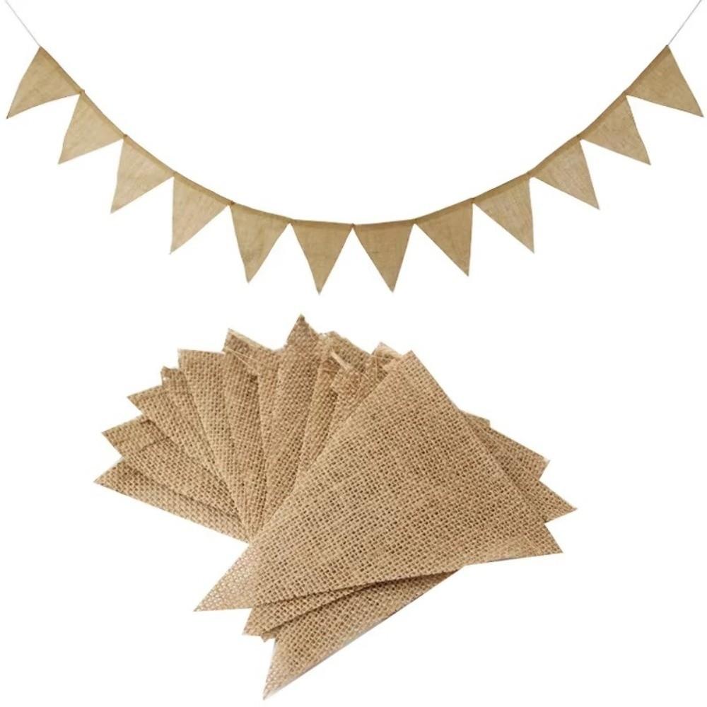 4.3M Length Jute Hessian Flag Garland Triangular Shape Triangular Bunting Garland Birthday Party
