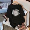 Белая мультяшная футболка с коротким рукавом женская 2025 лето новая европейская большого размера свободная и универсальная футболка дизайн топ