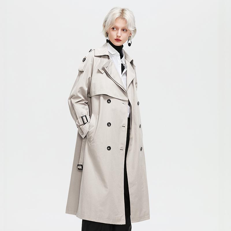 Тренч Ziai с длинными пуговицами и карманами для женщин на весну и осень