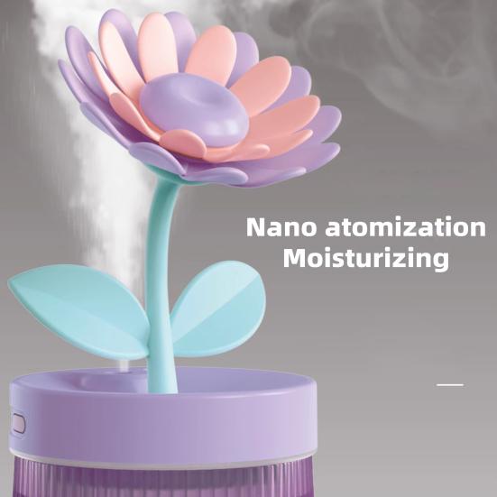 USB-увлажнитель большой емкости в форме цветка с двойным распылением, низким уровнем шума, автоматическим выключением, увлажнитель воздуха, диффузор эфирных масел со светом