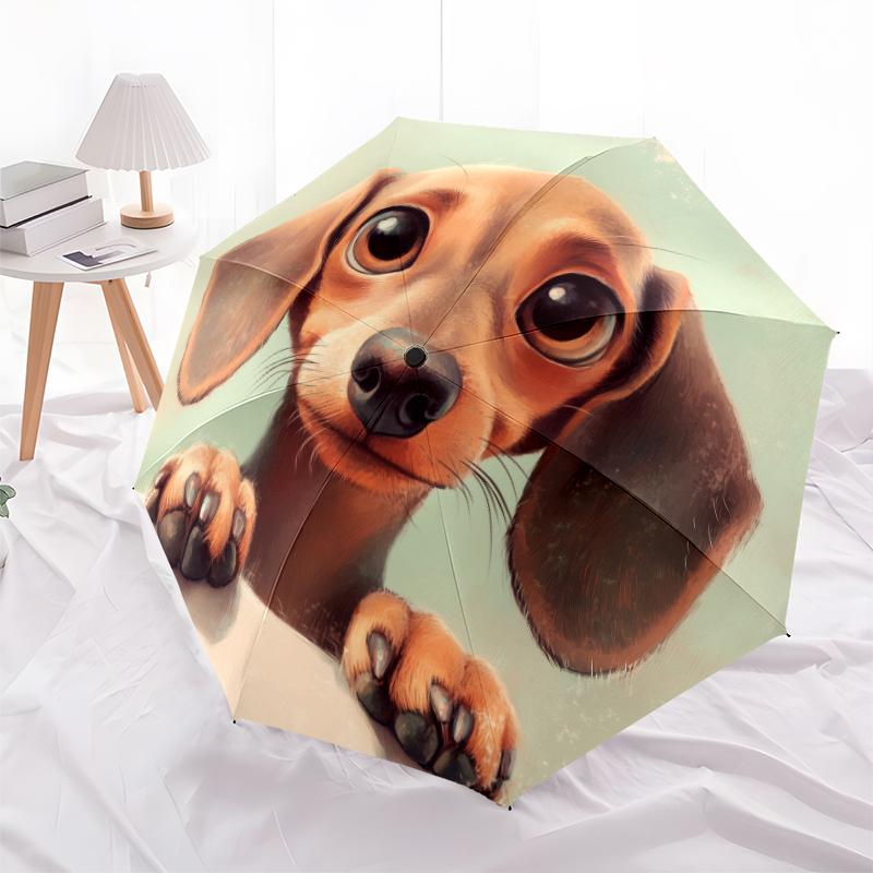 Узор с таксами, автоматический складной зонт, портативная и складная конструкция, 8 спиц, рождественский или день рождения подарок.