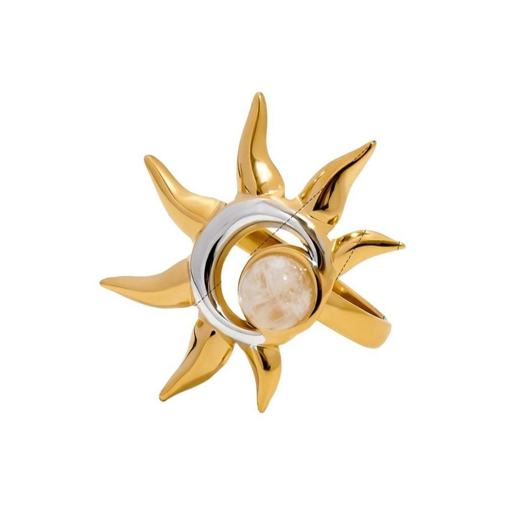 Metal Smooth Sun Ring Spiral Hand Ornament Classic Finger Rings  Women