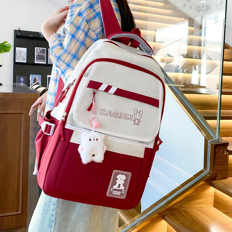 Комплект из пяти рюкзаков, школьный рюкзак для студента, женский рюкзак с цветными блоками, рюкзак большой вместимости