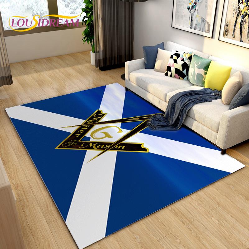 Masonic Carpet Freemason Illuminati Ring Area Rug Large,Carpet All Seeing Eye Rugs Carpets for Living Room,Fitness Pet Floor Mat