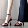 French High Heels Summer Sexy Versatile Black Square Head Buckle With Roman Sandals Women'S Trend