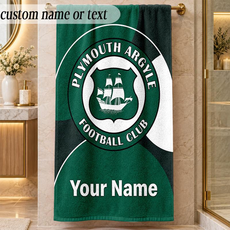 Beach TowelPlymouth Argyle FC Custom Name Text Personalized Soft Towel for Beach Pool Indoor Home Decor Gift