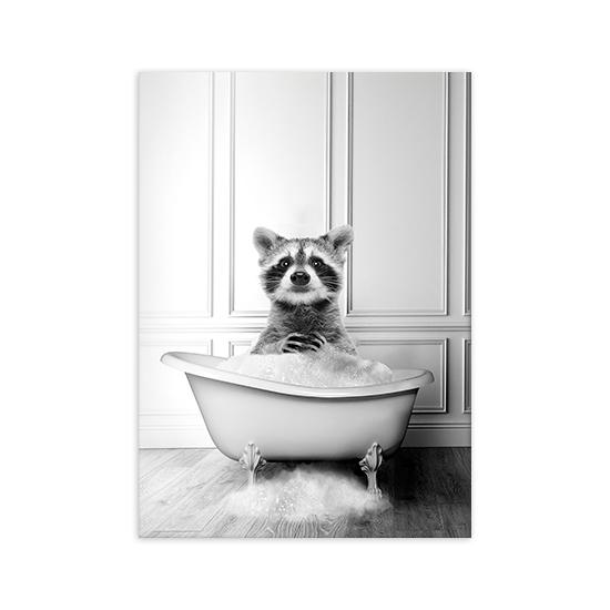 New Arrival Black White Animals In Tub Bathroom Wall Art Canvas Painting Posters and Prints Wall Pictur for Room Decor One Piece