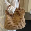 Сумка-тоут из соломы в стиле бохо, женская, большая вместимость, на одно плечо, плетеная, пляжная сумка для отдыха на море