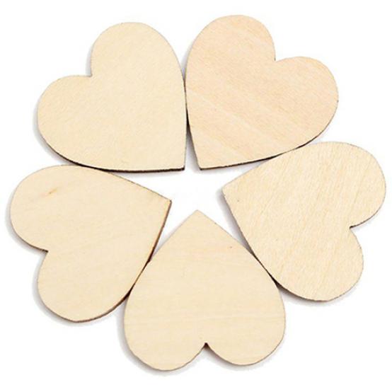 50 Pcs Wooden Love Heart Shape DIY Hanging Heart Plain Decoration Crafts AVE
