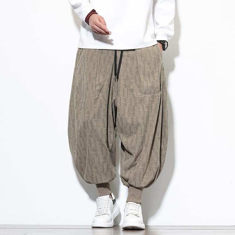 2025 Autumn Men Plaid Corduroy Pants Men Jogger Vintage Lantern Pants Y2K High Street Trousers Korean Loose Casual Sweatpants