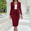 Women's Business Skirt Suit Set Long Sleeve Blazer Jacket And Pencil Skirt Set Casual Office Work 2 Piece Outfits