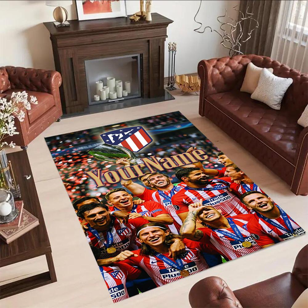 Atletico Madrid Customized Name Area Rug Suitable for Playrooms Study room Decorate room Foyer Anti-slip Rug Anime Office Decor