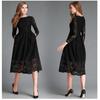 2025 Autumn Women's Lace Hollow Round Neck Slim Dress