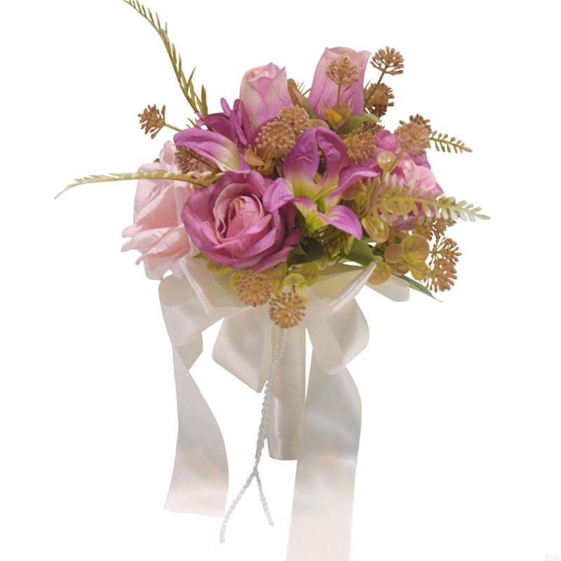 92MF Bridal Bouquets Artificial Rose Flower for Wedding Ceremony Photography