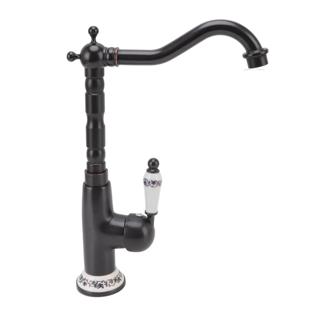 Антикварный кран в стиле ретро, фарфоровый клапан, длинный носик, прочный латунный вращающийся антикварный смеситель для