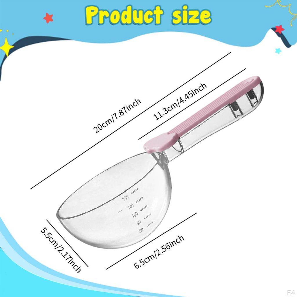 Spoon Ergonomic Handle Clear for Puppy Kitten with Scale Pet Food Measuring Cup Bag Clip