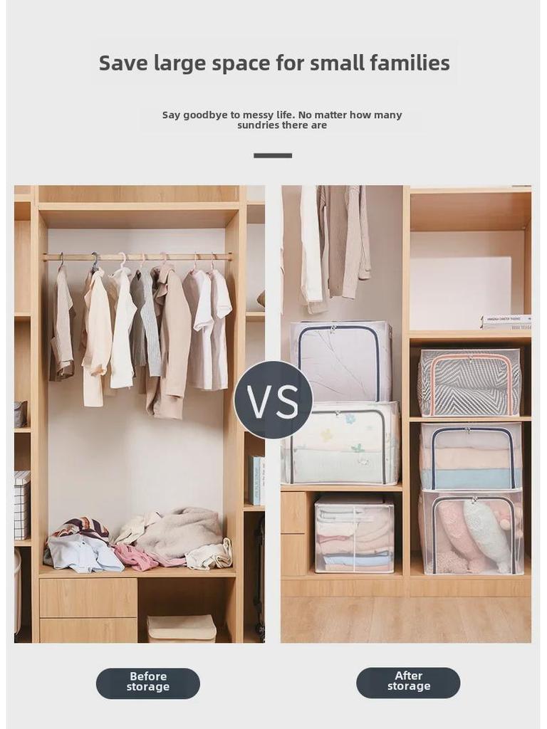 Большой прозрачный складной тканевый ящик для хранения одежды и одеял