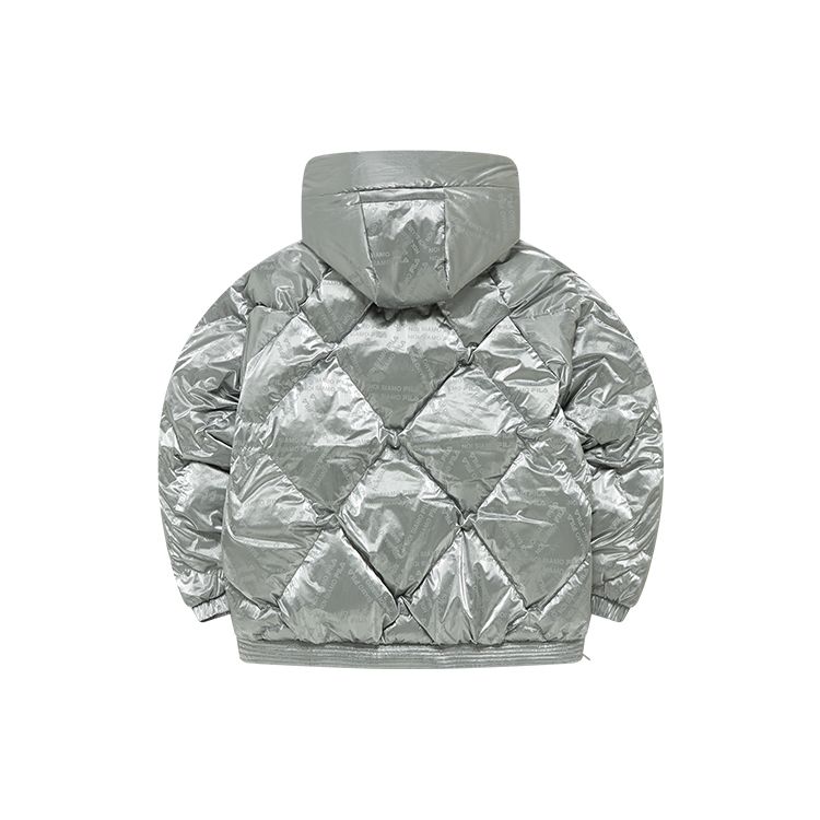 Fila Fusion Женская свободная пуховая куртка с капюшоном и принтом логотипа Верхняя одежда Ярко-серебристая T11W141908F-SL
