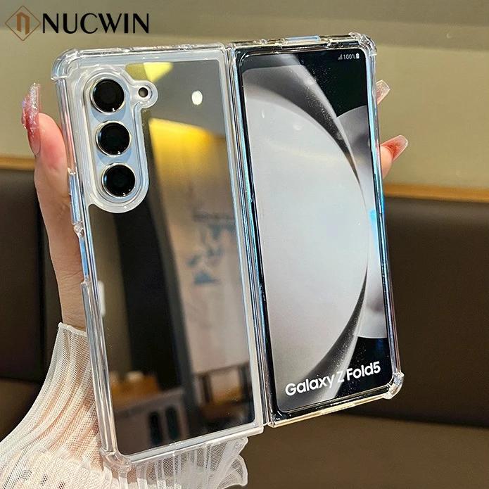 Girl Makeup Mirror Airbag Bumper Case for Samsung Galaxy Z Fold 7 6 5 4 3 Fold 7 Z Fold 6 5 Plating Mirror Cover Z Fold 7