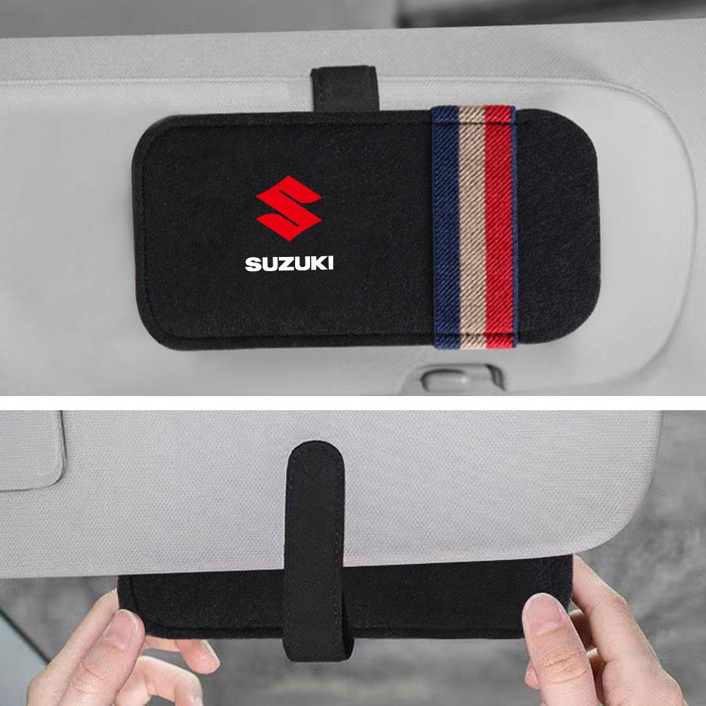 Car Sun Visor Sunglasses Storage Clips Suede Glasses Protective Bag For Suzuki SX4 Samurai Spacia Swift Jimny Grand Vitara IGNIS