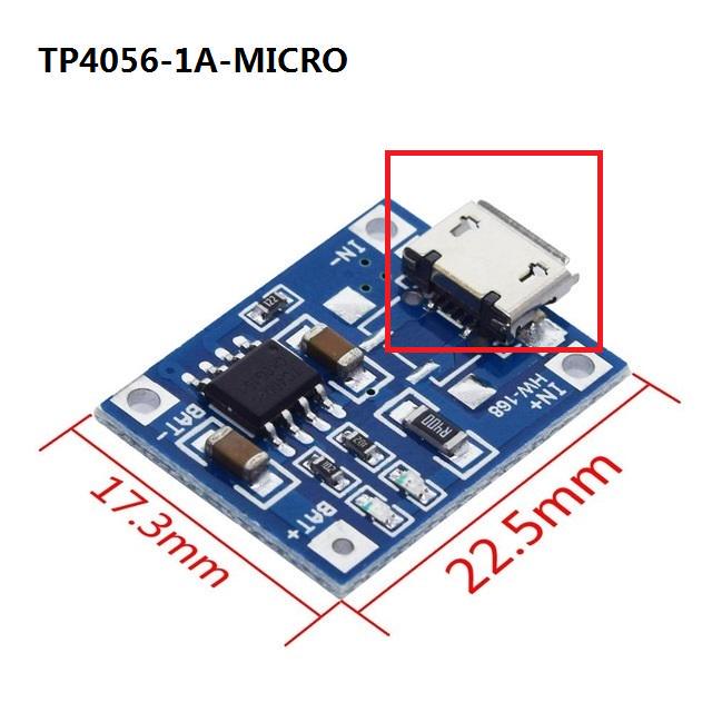 1A Type-C/Micro/USB 5V 1A 18650 TP4056 Плата модуля зарядного устройства для литиевой батареи с двойной защитой