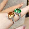 Super Sparkling Imitation Natural Green Zircon Ring with Exaggerated Large Particle Champagne Colored Opening Ring