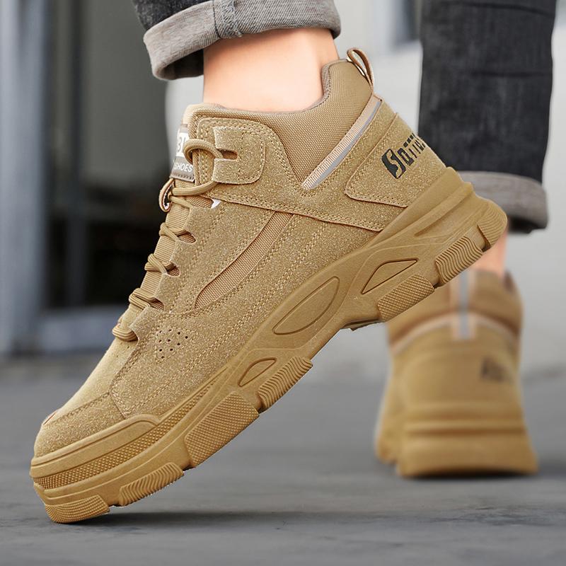 Мужские повседневные ботинки Desert, удобные высокие дышащие ботинки, мужские повседневные нескользящие износостойкие ковбойские сапоги на платформе