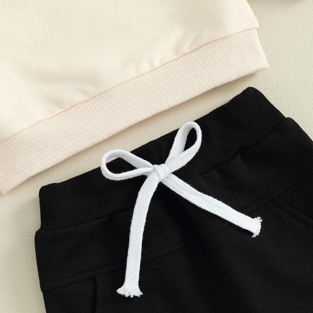 Baby 2 Piece Outfit Plush Letter Embroidery Long Sleeve Sweatshirt and Elastic Pants Set for Newborn Infant Fall Clothes